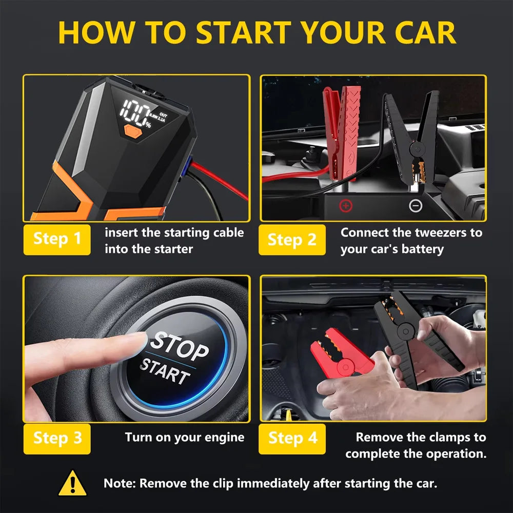 2000A Car Jump Starter Big Power Bank Car Battery Booster 12V Car Starting Device for Petrol 6.0L Diesel 5.0L
