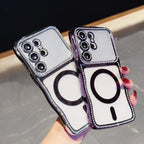 Luxury Glitter Diamond for Magsafe Plating Case for Samsung Galaxy S26 Ultra Plus Bling Camera Protector Transparent Wave Cover