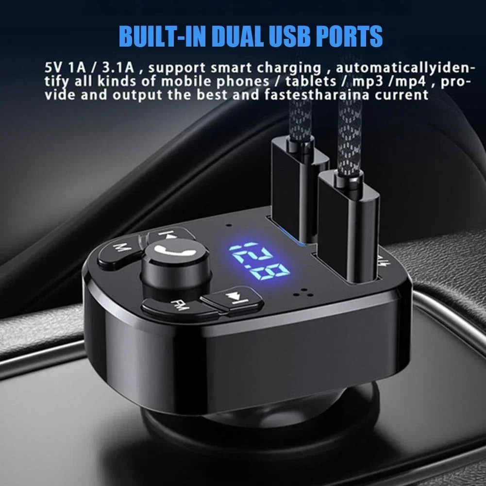 Bluetooth Compatible 5.0 Fm Transmitter Usb Flash Drive Plug Car Kit Car Mp3 Player Dual Usb Fast Charger Fm Bluetooth Receiver