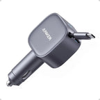 Anker USB-C Car Charger with Built-in Retractable USB-C Cable 75W Max Ultra-Compact Type-C Fast Car Charger for iPhone Series Car Mobile World