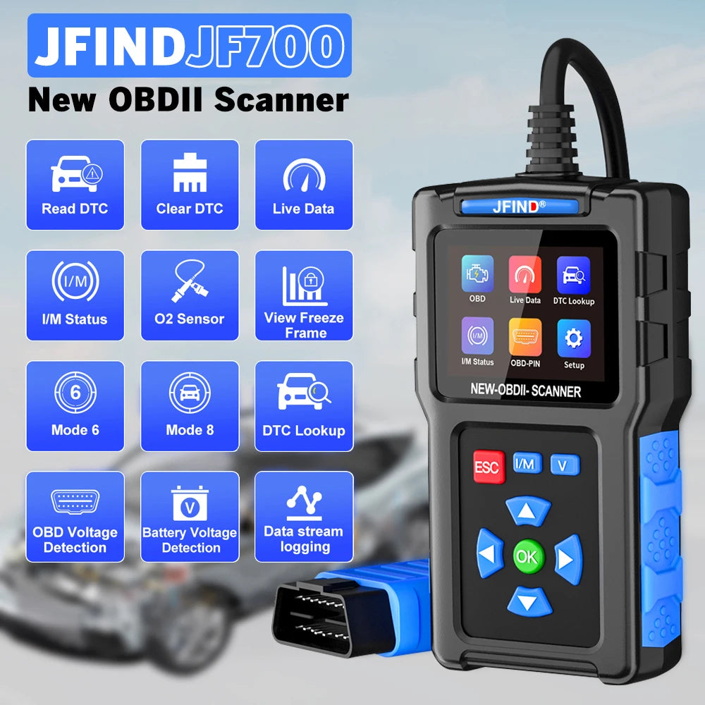 JFIND JF700 OBD2 Scanner Car Motorcycle Fault Code Reader Voltage Battery Test OBDII Diagnostic Tool For Honda Yamaha