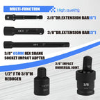 50-Piece 3/8" Drive Socket Set SAE & Metric - Chrome Vanadium Steel Impact Sockets with Extension Bar & Ratchet CM World