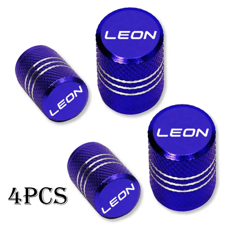 4pcs Auto CNC Badges For Seat Leon Car Wheel Tire Valve Caps Tyre Stem Covers Airdust Waterproof Accessorie CM World
