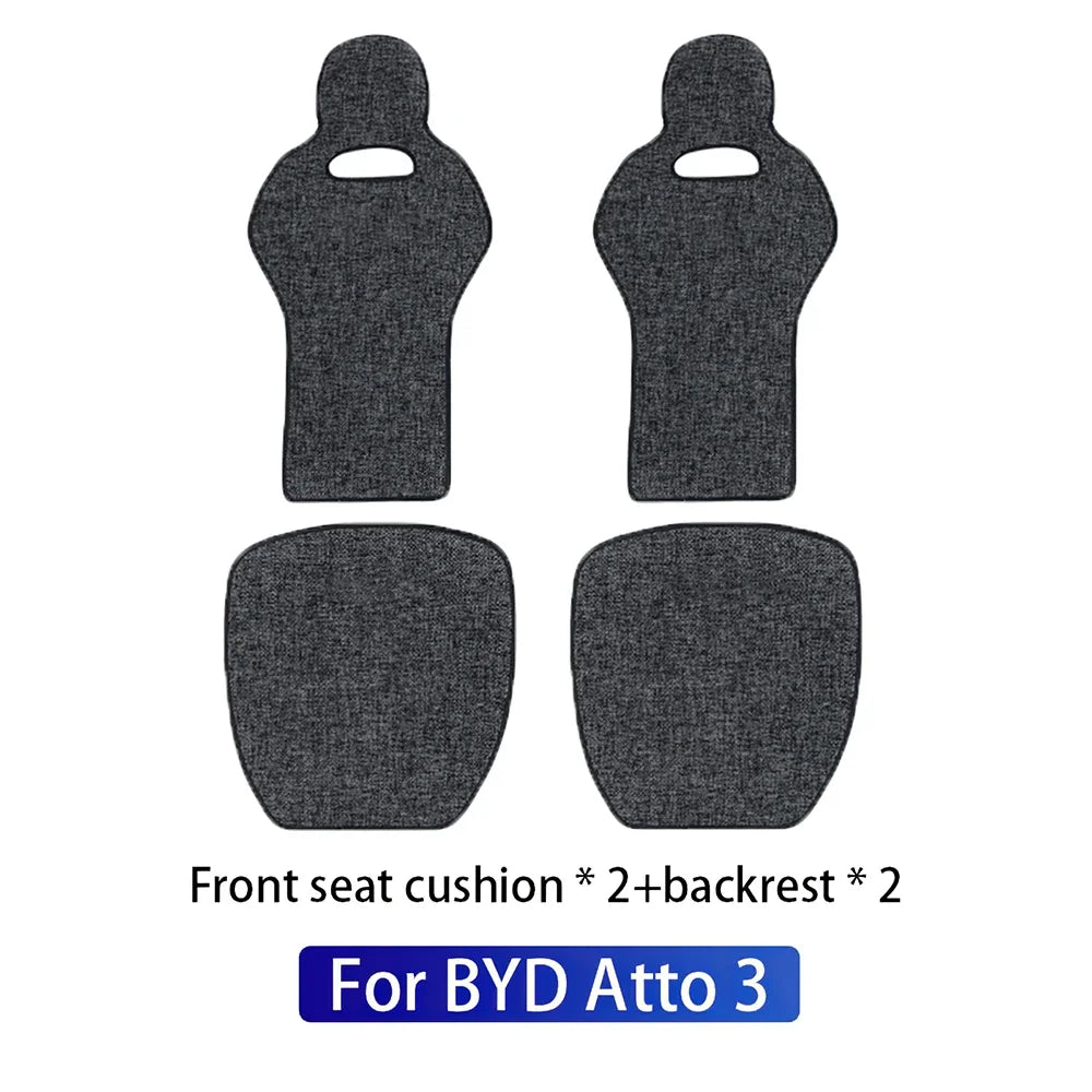 For BYD Atto 3 Yuan Plus Tang Han Dolphin EV 2021 2022 2023 2024 Breathable Linen Car Seat Cushion Protect Mat Accessories