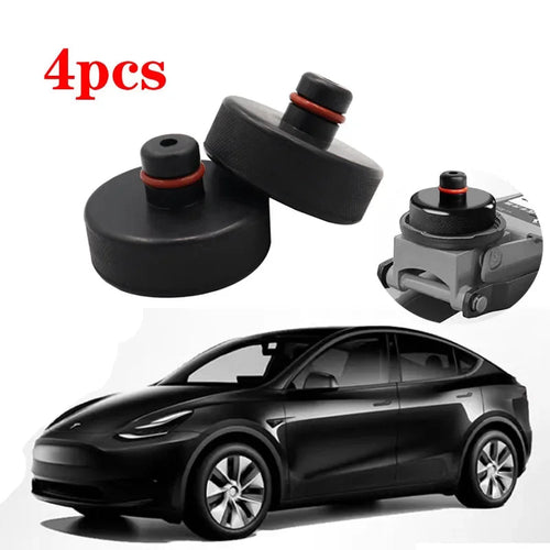 4pcs For Tesla Model X/S/3 Black RubberJackLifting Point Pad AdaptersPremiumStyling Enhanced Protection Easy Jacking Support Pad CM World