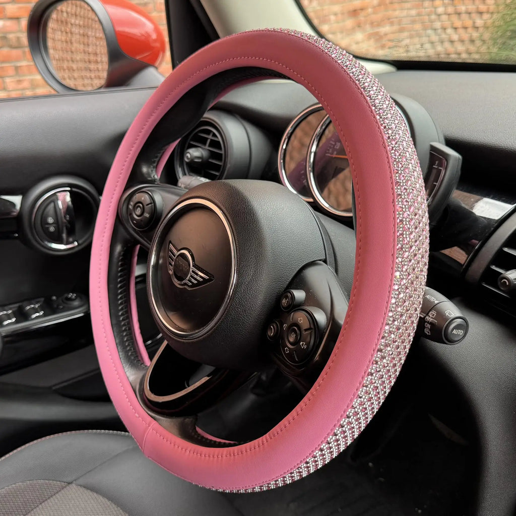 Factory direct sales car diamond steering wheel cover Amazon rhinestone with diamond four-season universal car handle cover