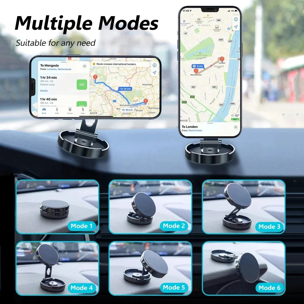Strong Magnetic Mobile Phone Stand 720° Foldable Round Bracket Car Holder Support for Universal Phones Mount Holders In Car CM World