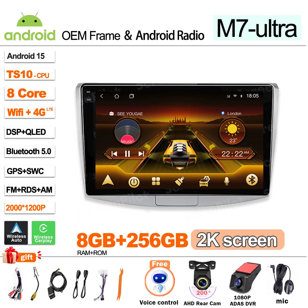 For  Volkswagen VW Passat B6 B7 B8 CC 2007- 2021 android 15 Multimedia Video Player Carplay Intelligent System Wifi 4G 8 Core CM World
