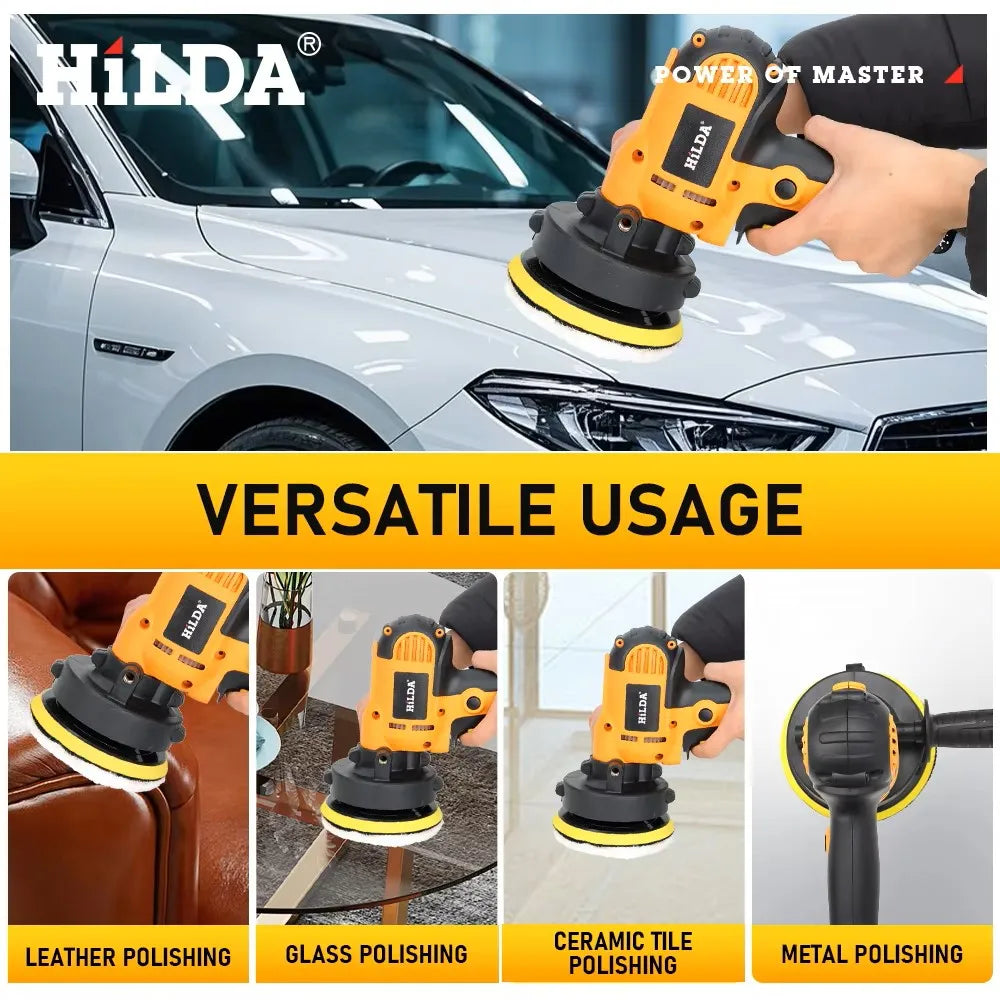 HILDA Electric Car Polisher Car Beauty Waxing Machine  Adjustable Speed Sanding Waxing Tools Automotive Polishing Scratch Repair CM World