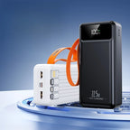 50000mAh Built-in Cable 22.5W Super Fast Charge Digital Display Power Bank Portable Charger Car Mobile World