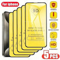 5Pcs 9H Tempered Glass for IPhone 16 Promax 14 Plus 15 Promax 11 12 13Mini 7 8 Screen Protector 17 Promax 15 Plus 16E Black Edge Car Mobile World