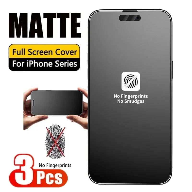 3PCS Anti Fingerprint Matte Screen Protector For iPhone 17 Pro Max 15 14 16 11 12 13 Mini XR X Xs 7 8 Plus 17 Air Tempered Glass Car Mobile World