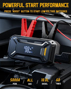 5000A Car Jump Starter, 12V Portable Battery Booster Power Bank for Gasoline & Diesel Vehicles Emergency Starting