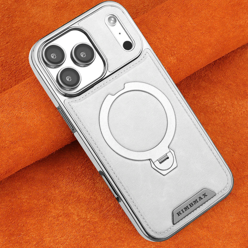 Magnetic Rotat Bracket Luxury Leather Phone Case For iPhone 11 12 13 14 15 16 17 Pro Max Plus Wireless Charging Shockproof Cover Car Mobile World