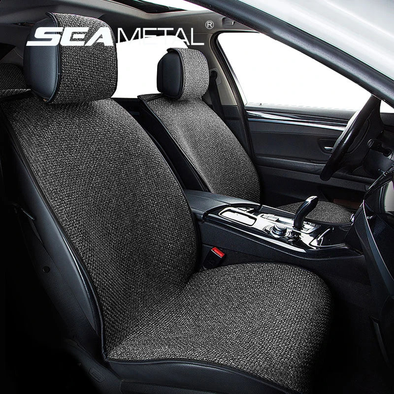 SEAMETAL Linen Car Seat Cover Four Season Universal  Seat Covers Anti Slip Pad Protector Mat Summer Breathable Auto Seats Covers