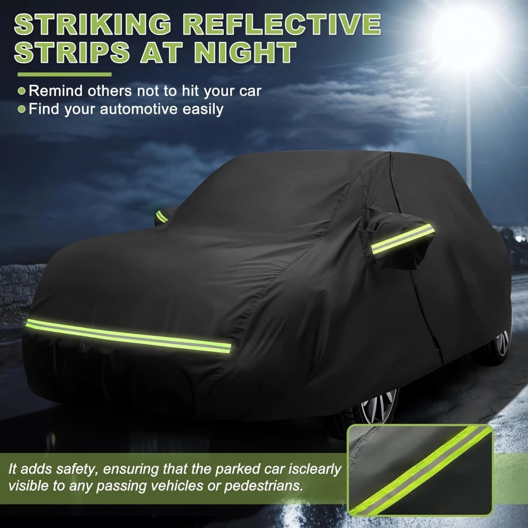 Car Covers for Mini Cooper 2-Door 2002-2024 Waterproof with Door Zipper Windproof Bands for Snow Rain Dust Hail Protection Black