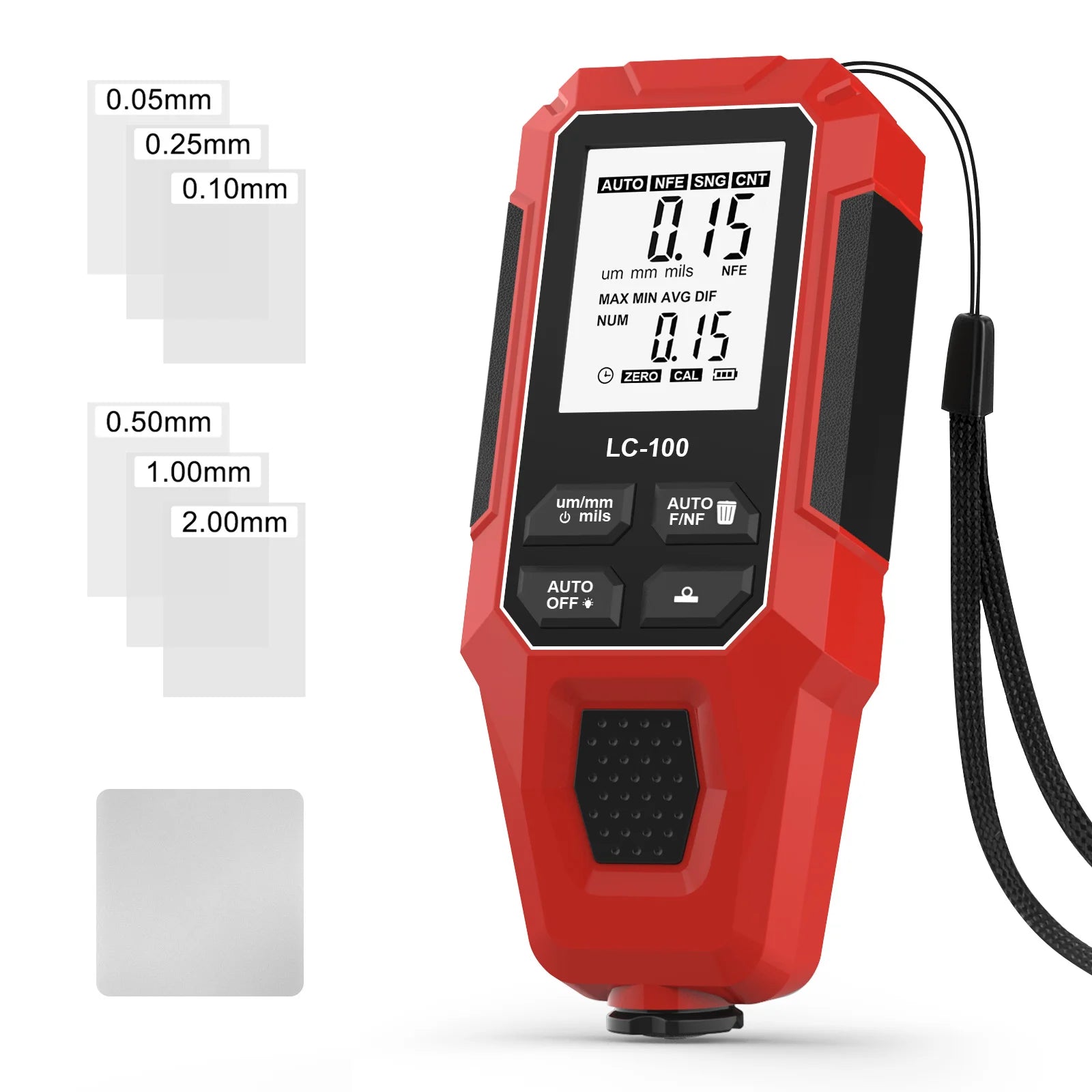 Portable Digital Coating Thickness Gauge LCD Display, Accurate 0.1mm Measurement for Car Boat Metal Foil Furniture, ABS Material CM World
