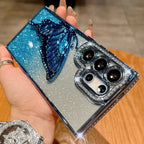 Jewelled Glitter Bling Butterfly Stand Holder Case For Samsung S25 Edge S24 S23 S26 Ultra S22 Plus A73 A54 A16 Shockproof Cover