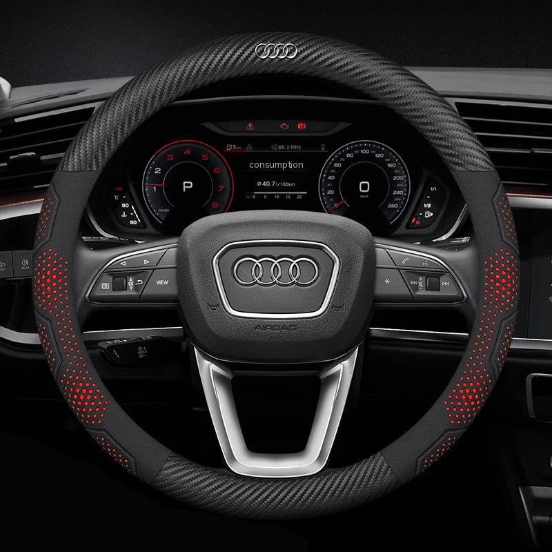 Carbon Fiber Steering Wheel Cover Anti-Slip for Audi SQ5 RSQ5 S3 S4 S5 S6 RS3 RS4 RS5 Q2 Q3 Q5 Q7 Q8 TT A1 A3 A4 A5 A6 A7 A8 CM World