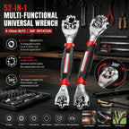 52-in-1 Multi-Functional Socket Wrench Set 360 Degree Rotating Dog Bone Design Universal Spline Wrench 8-19mm Heavy Duty Professional Hand Tool for Car Auto Repair Bicycle Motorcycle Maintenance Garage Workshop