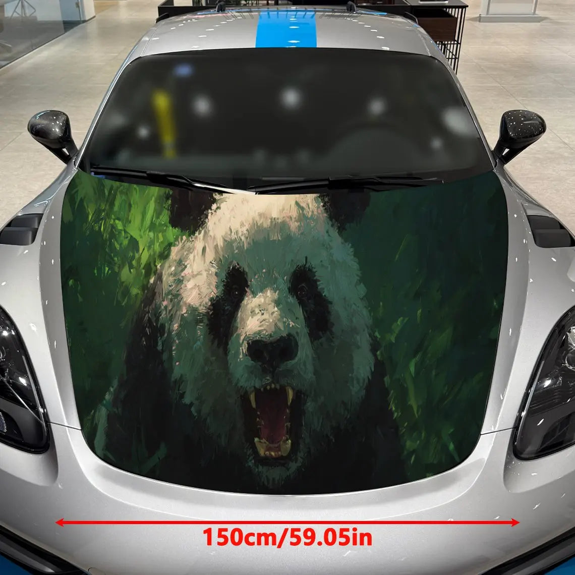 Powerful Fierce Panda Car Hood Decal, Waterproof Self-adhesive Vehicle Vinyl Wraps Sticker, Cool Auto Cover Decoration, Anti-scr