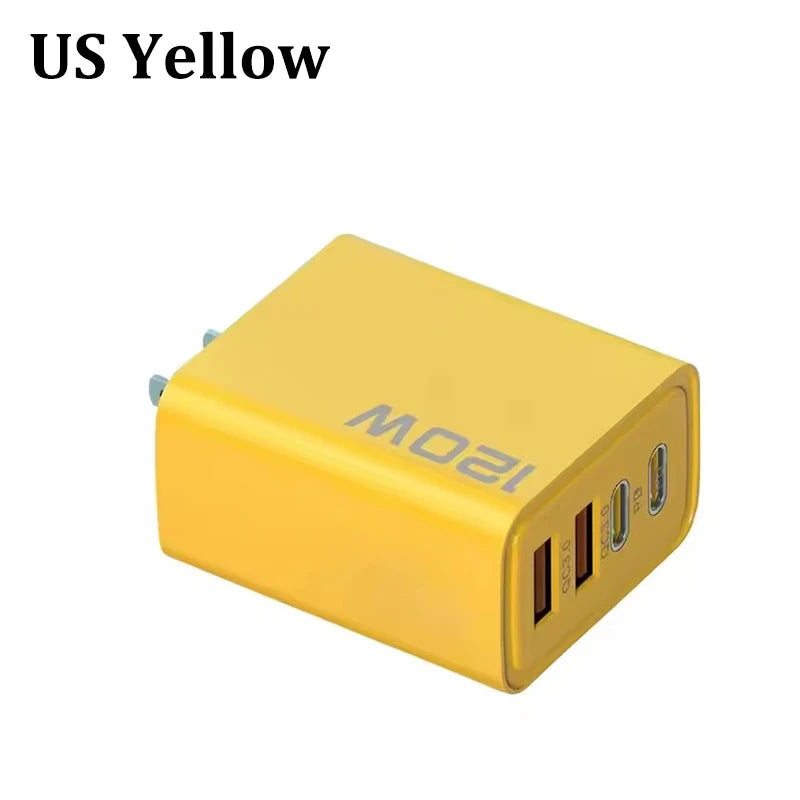 4 Ports 120W Charger USB C PD Quick Charge 3.0 Type C USB Phone Chargers Fast Charging Adapter For iPhone Samsung Xiaomi Huawei Car Mobile World