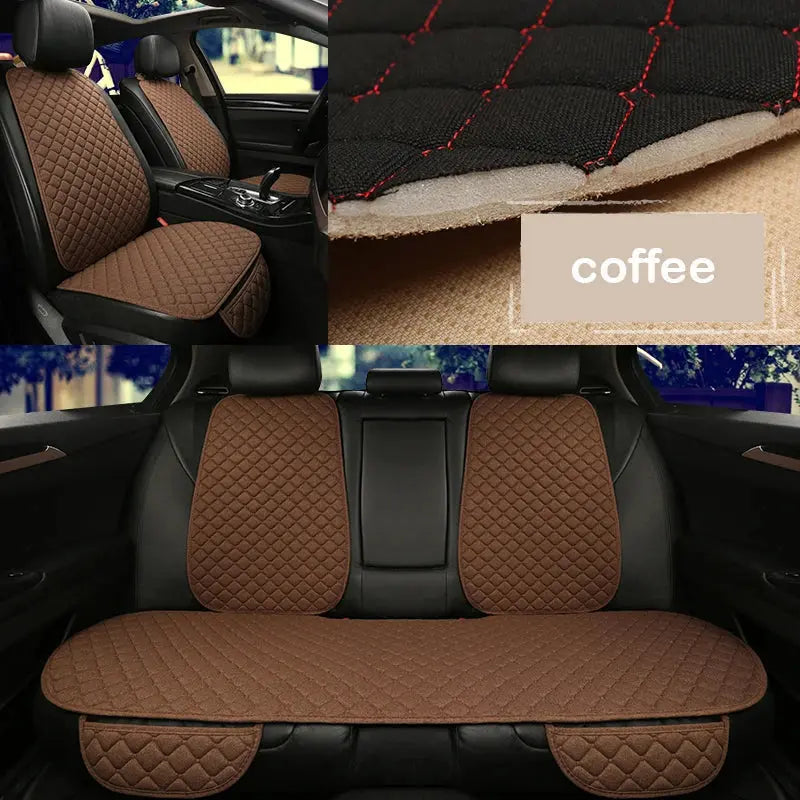Universal Car Seat Cover Protector Linen Front Rear Back Flax Summer Cushion Pad Mat Sedan Suv Pick-up Car Interior Accessories CM World