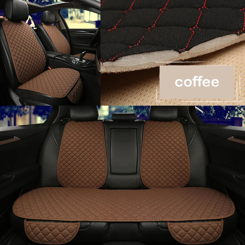 Universal Car Seat Cover Protector Linen Front Rear Back Flax Summer Cushion Pad Mat Sedan Suv Pick-up Car Interior Accessories