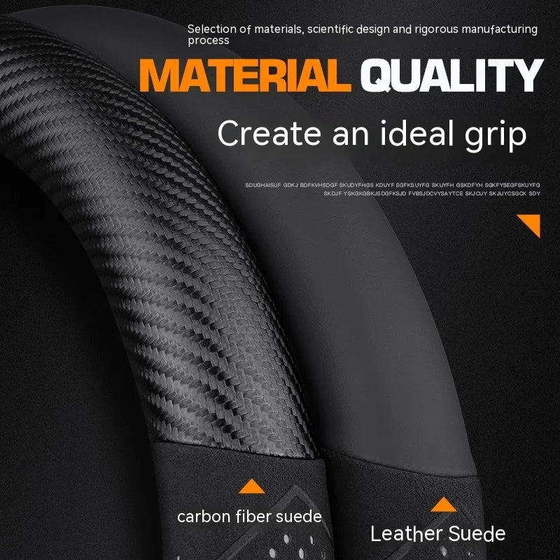 For Citroen C1 C2 C3 C4 C5 C6 VTS Xsara C-Crosser Berlingo Jumpy Carbon fiber Suede Car Steering Wheel Cover Auto Accessories CM World