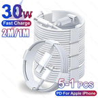 5-1pcs 30W Fast Charging Cable For  iPhone 13 12 11 14 Pro Max Mini USB C Cable For X XR XS MAX 7 8 14 Plus 6 Accessories