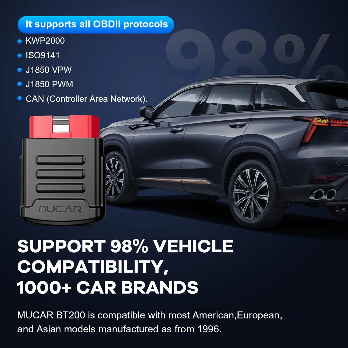 MUCAR BT200 OBD2 Scanner Full System Car Diagnostic Tools OIL SAS Reset Auto Scan Erase Error Car Code Reader Mucar Scan Tools