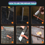 Portable Car Tire Repair Kit 23Pcs DIY Easy Repair Tyre Puncture Repair Tool For Car Motorcycles ATVS Lawnmowers Tractors Trucks CM World