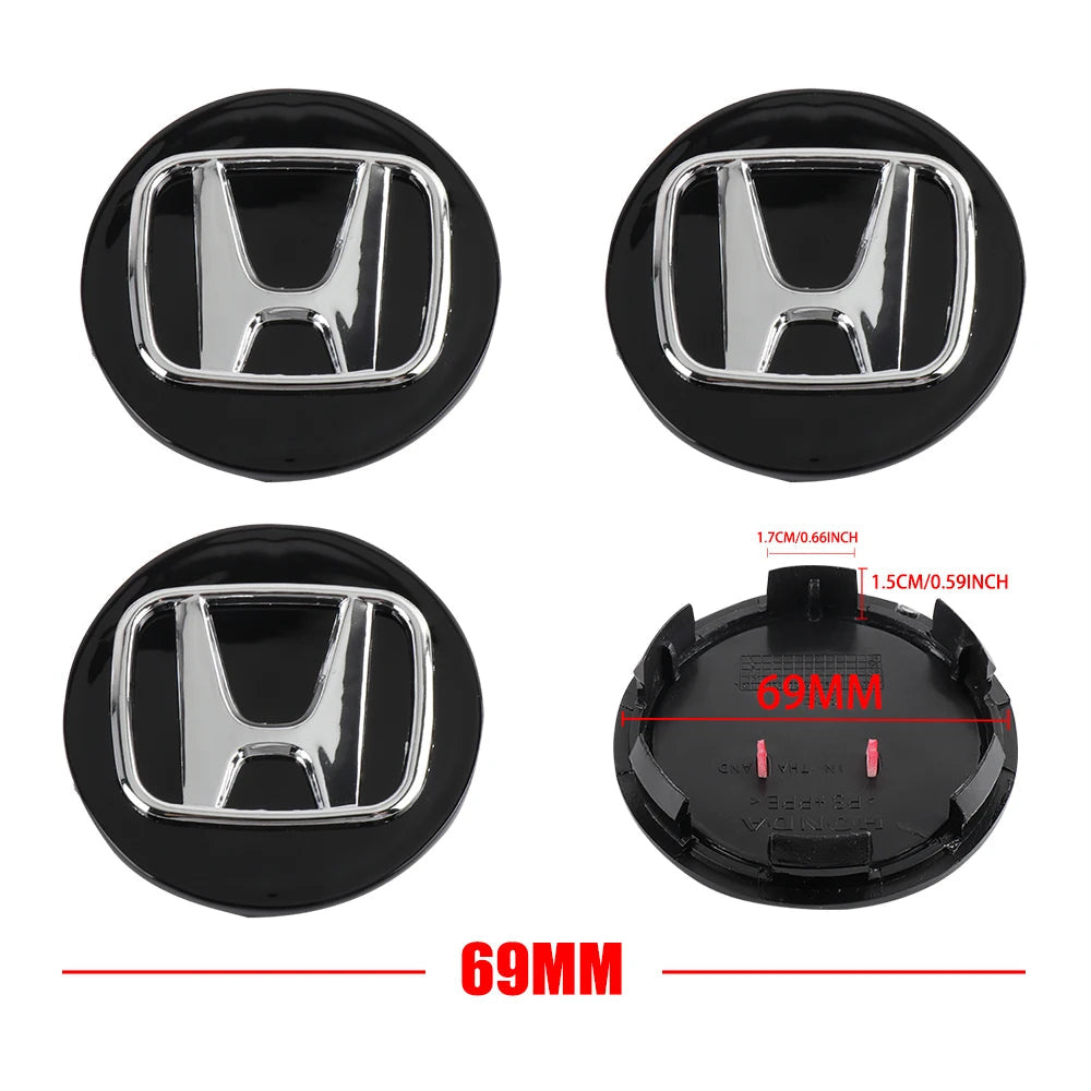 4pcs 58/69mm Car Wheel Center Hub Caps Accessories For Honda Type R Type S VTEC DOHC Modulo Vezel Legend Si RR Insight CM World