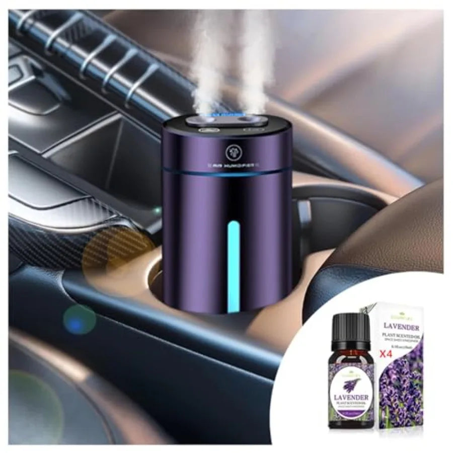 Smart Car Air Freshener with Humidifier Purple Essential Oil Diffuser Auto On/Off 3 Mode Adjustable for Car Interior CM World