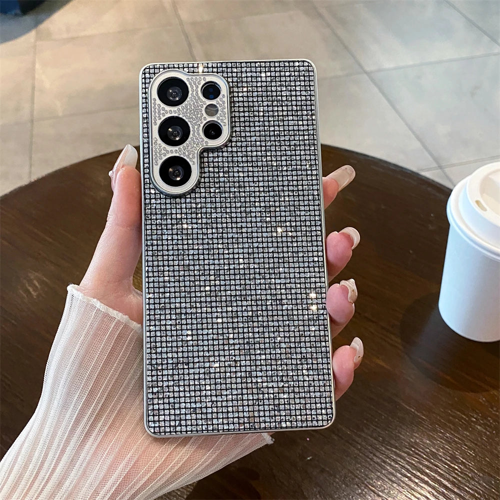 Trendy Shining Bling Glitter Diamond Case For Samsung Galaxy S26 Ultra S25 S24 S23 FE Plus Magnetic Bracket Anti-drop Back Cover Car Mobile World