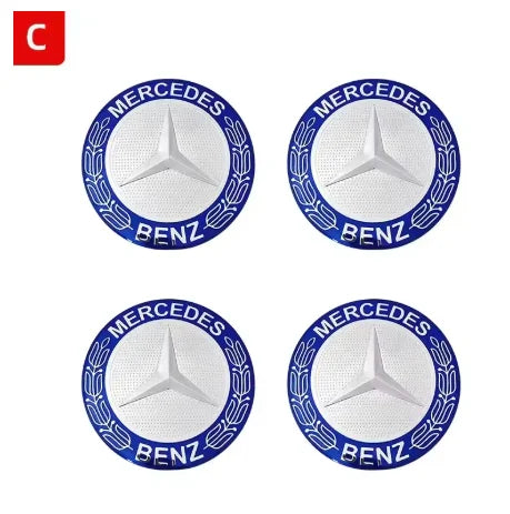 4Pcs 56/60/65/75MM Car Wheel Center Cover Sticker Hub Cap for Mercedes Benz AMG W204 W205 Amg W211 Smart Fortwo 451 W203 W222A