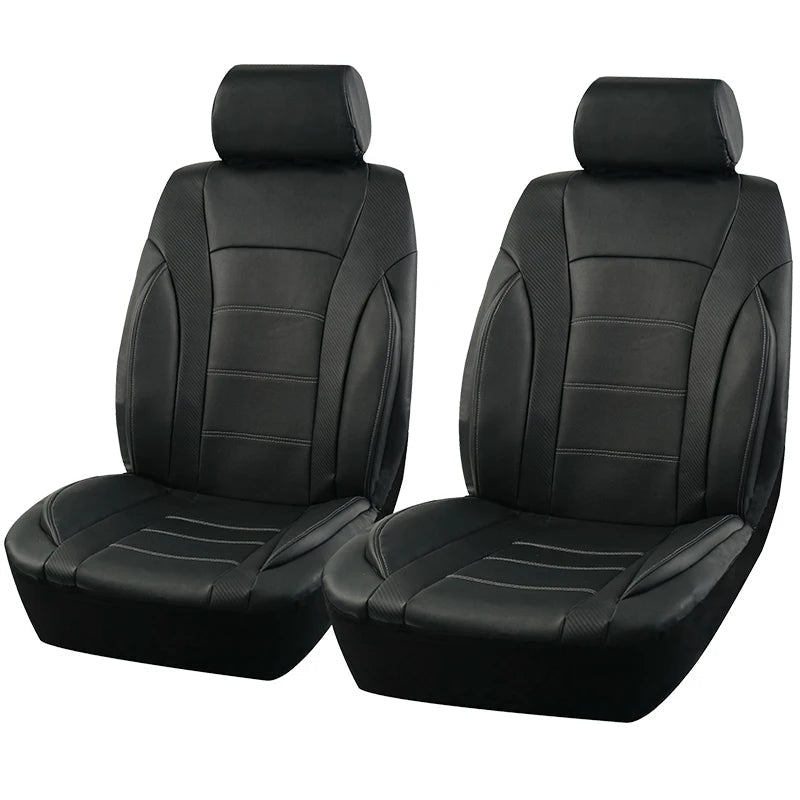Black Universal Car Seat Covers Leather Splicing Carbon Fiber Car Accessories Interior  Seat Protector Cushion luxury CM World