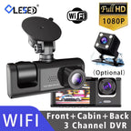 WiFi 3 Channel Car DVR Three Way Dash Cam Inside Vehicle Camera DVRs Recorder FHD 1080P Video Mini Registrator Dashcam Camco