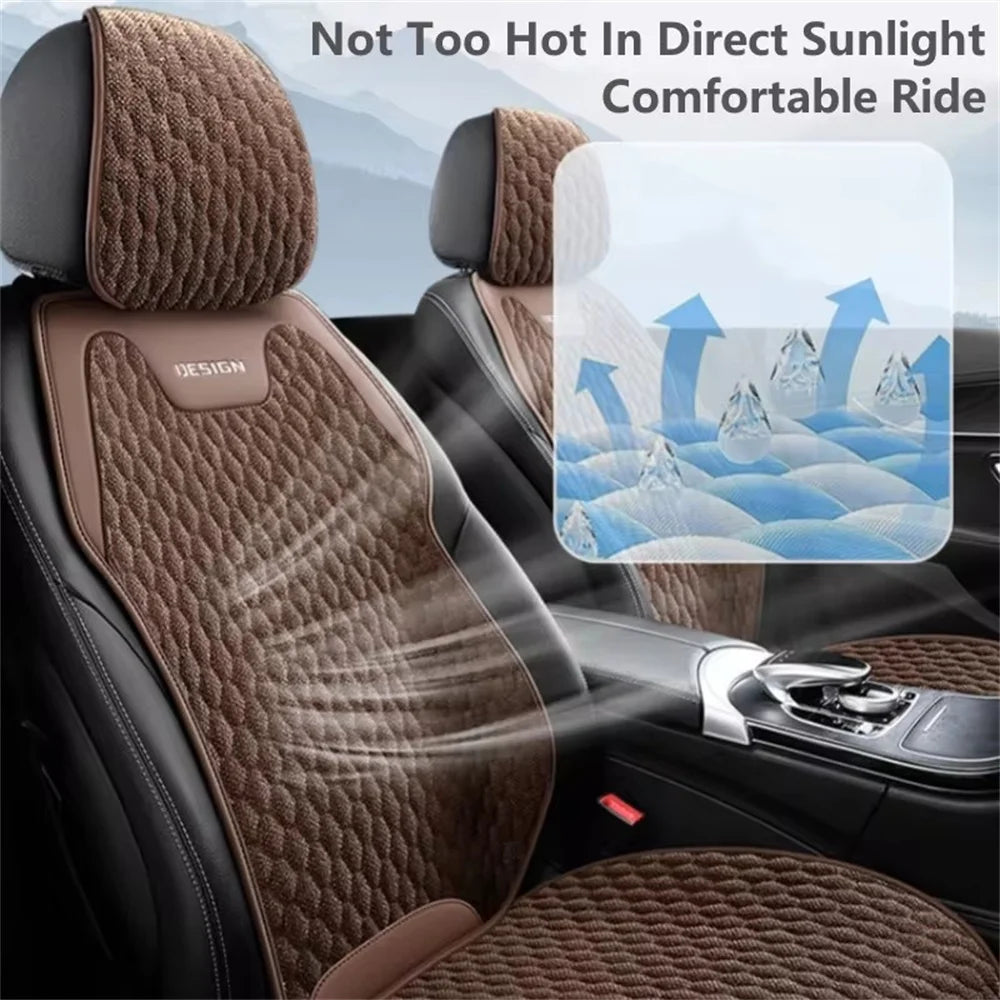 Flax Breathable Car Seat Cushion Universal Car Seat Cushion Protector Auto Durable Anti-slip Bottom Cover Seat Protection Pad CM World
