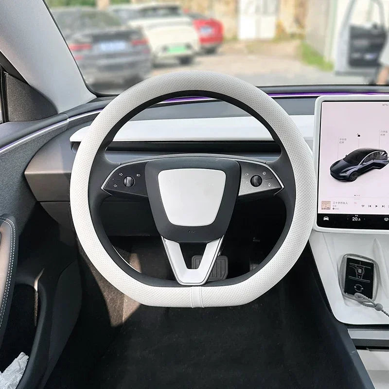 PU Leather Steering Wheel Cover for Tesla Model 3 Y highland Anti Slip Steering Replacement Protect Cover Interior Accessories CM World