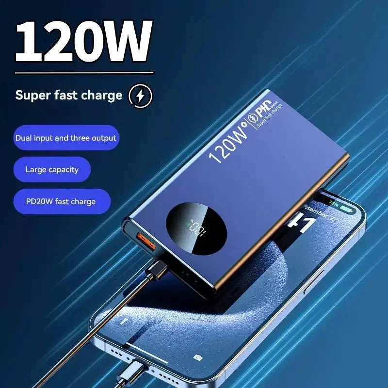 VIVO 50000mAh Power Bank 120W Super Fast Charging Digital Display Type-C USB Portable Charger For iPhone Samsung Huawei 2026 New Car Mobile World