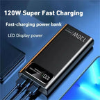 Lenovo 500000mAh Power Bank Super Fast Charging High Capacity Battery Digital Display Power Bank For iPhone Samsung Huawei Car Mobile World