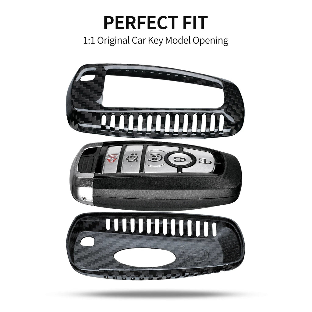 for Key Cover Ford Mustang Carbon Fiber Key Shell Protector Cover for Ford 150 Fusion  Escape 5 Button Key Case With Keychain CM World
