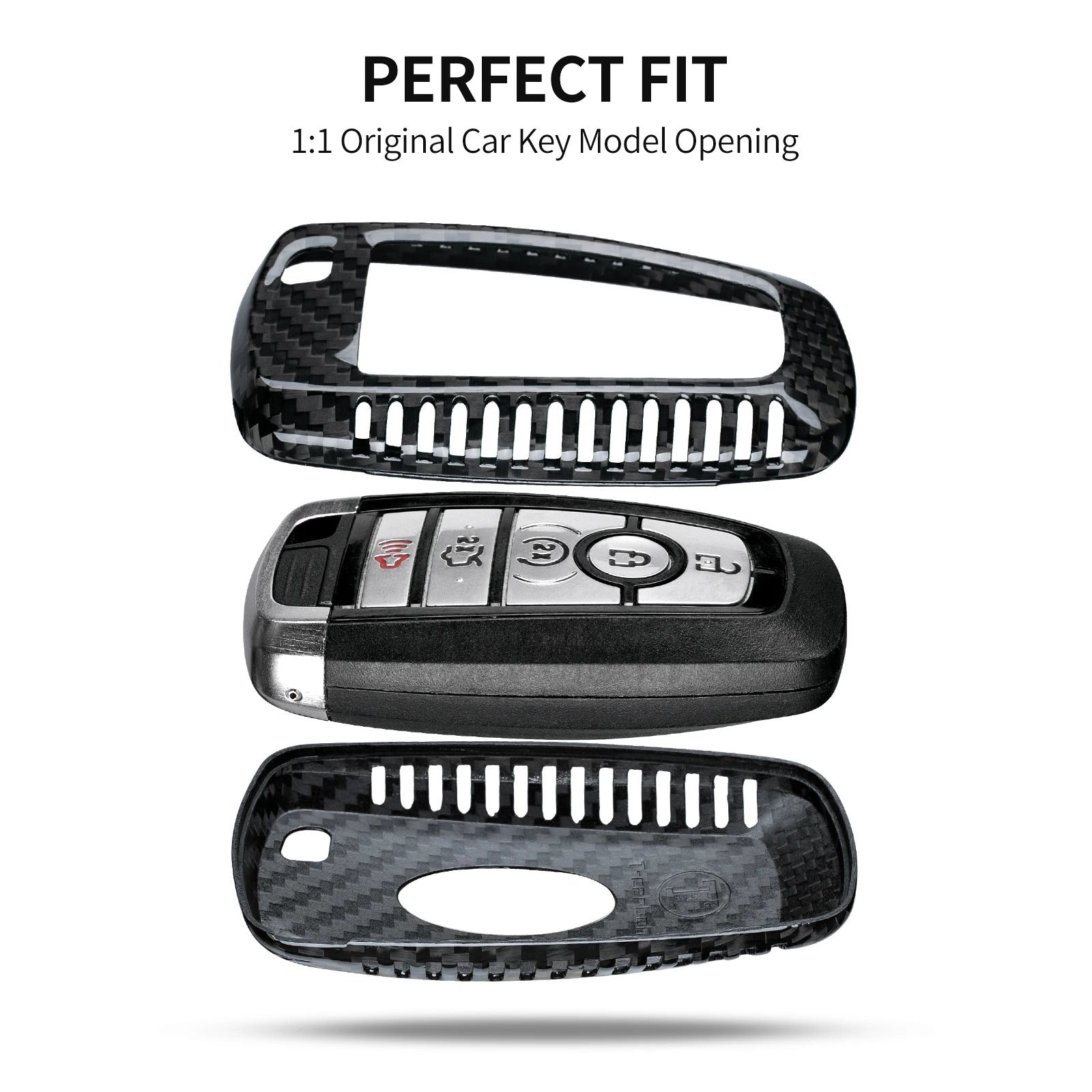 for Key Cover Ford Mustang Carbon Fiber Key Shell Protector Cover for Ford 150 Fusion  Escape 5 Button Key Case With Keychain CM World