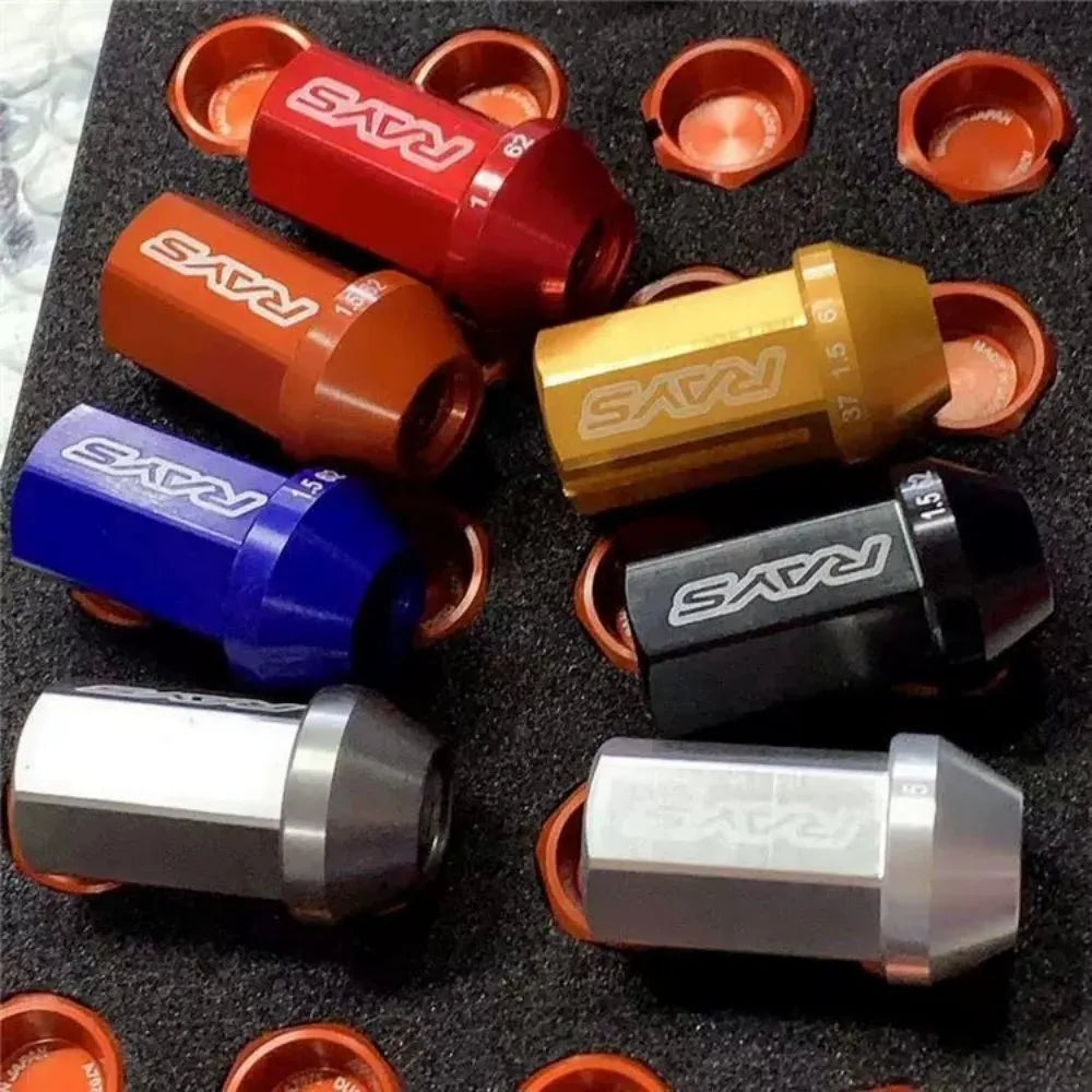 2026 Bestseller 20PCS Anti-Theft Wheel Lug Nuts RAYS Style M12x1.5 Forged 7075 Aluminum Alloy Lightweight Racing Car Modificatio