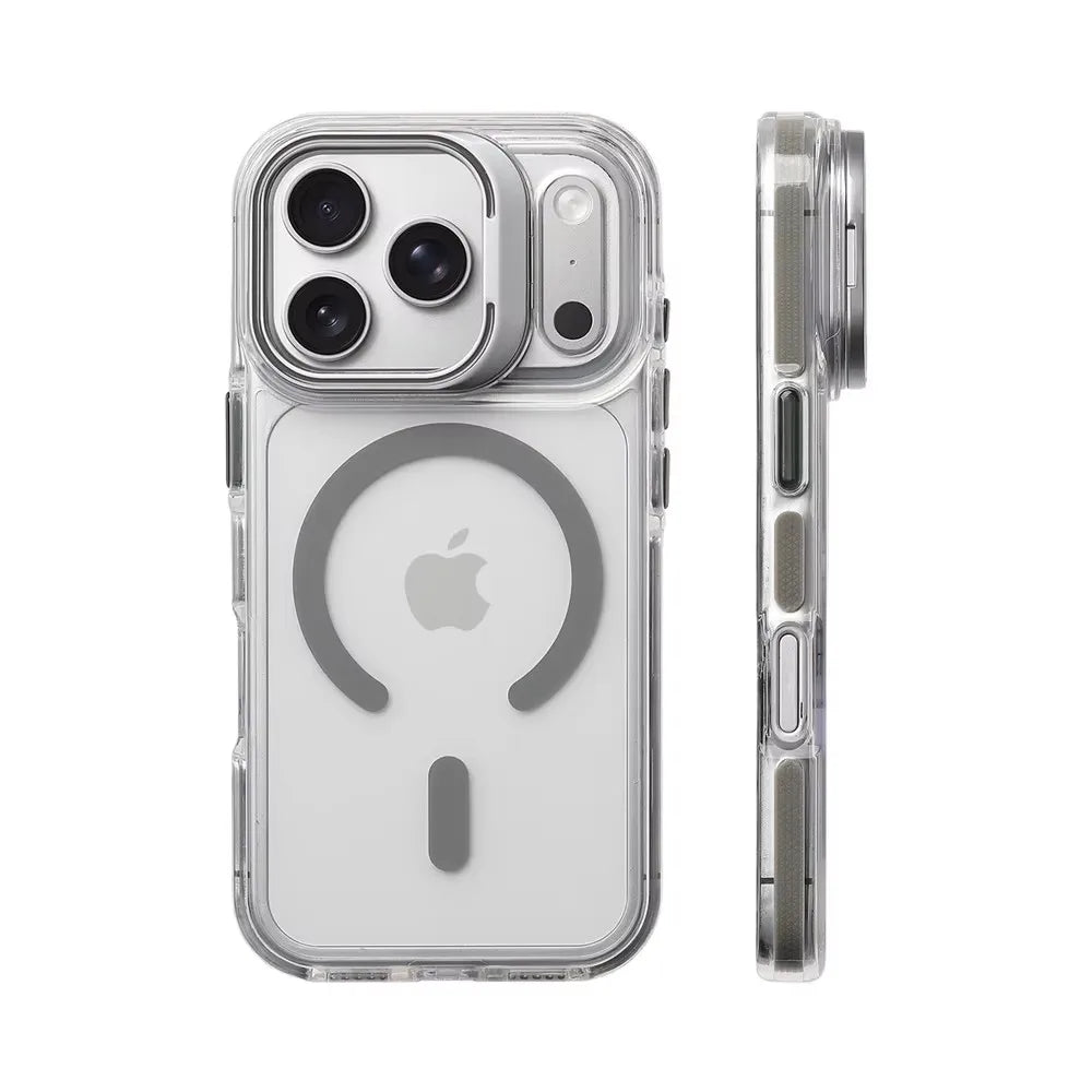 Luxury Magnetic Shockproof Clear Bumper Case for iPhone 17 Pro Max Air 16 15 14 13 12 Plus For Magsafe Lens Protect Stand Cover Car Mobile World
