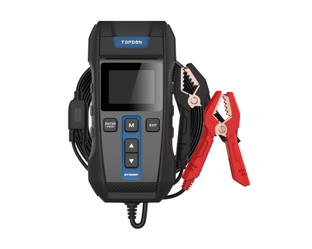 TOPDON BT300P 12V Car Battery Tester with Printer Battery Load Test for Motorcycle Auto Charging Cranking Battery Analyzer