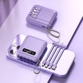 Mini Power Bank 20000mAh With 4 Cable Mobile Phone External Battery Charger for iPhone Samsung Huawei Xiaomi Portable Powerbank
