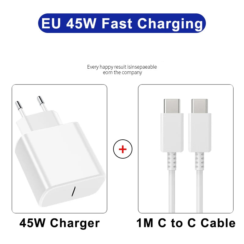 PD 45W USB C Charger Super Fast Charging Adapter For Samsung Galaxy S24 S23 S22 S25 Ultra A55 A16 A56 Phone Charger Type C Cable Car Mobile World