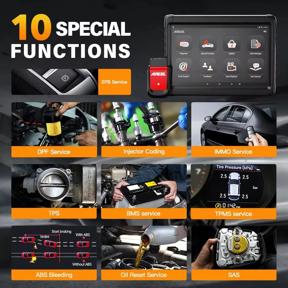 ANCEL X6 Bluetooth OBD2 Car Scanner All System Diagnostic IMMO ABS SRS Oil EPB BMS SAS TPMS DPF. Reset OBD 2 Car Repair Tools